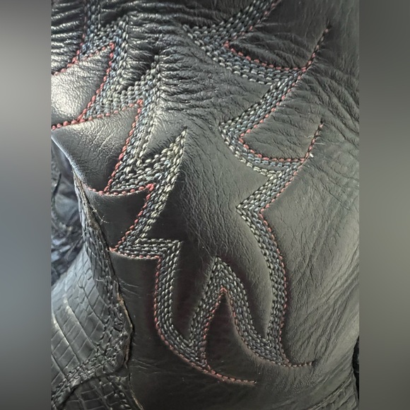 Nocona Black Lizard Leather Cowboy Boots Size 9.5D - Picture 2 of 12